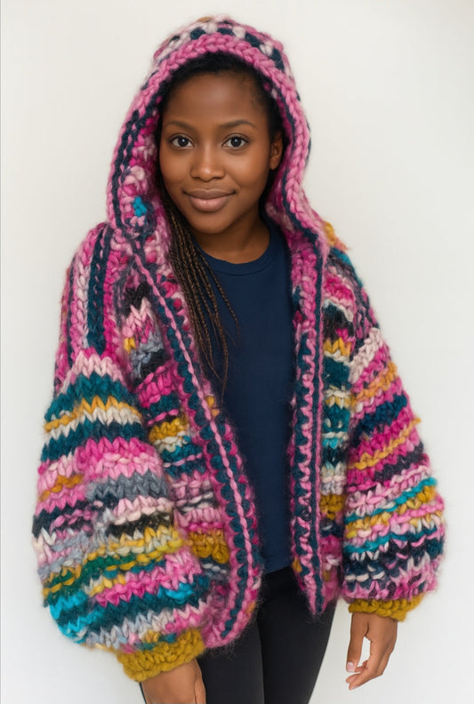 Lazy girl hooded big sleeve bomber jacket