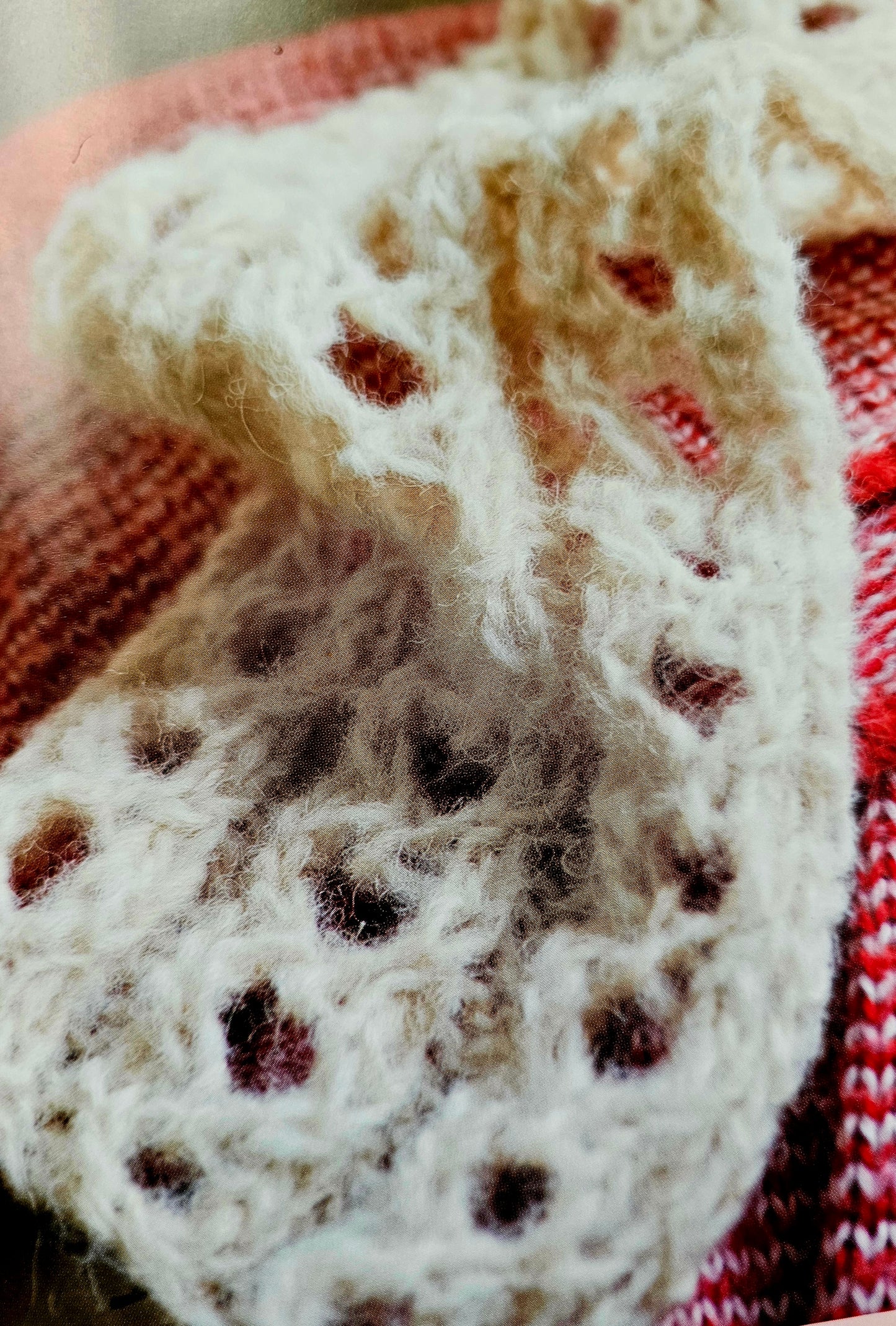 Handmade items made from pet fur yarn.