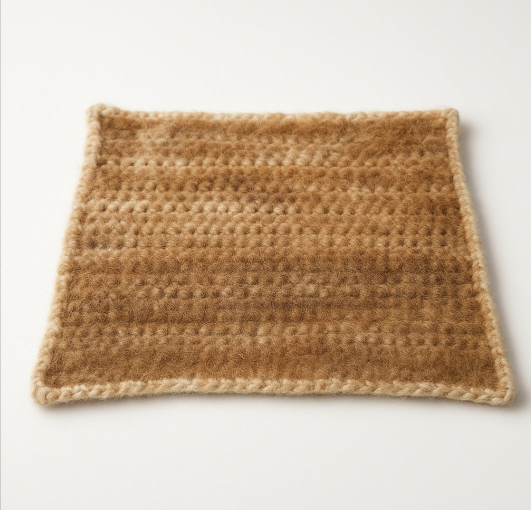 Handmade items made from pet fur yarn.
