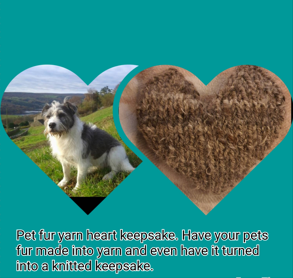 Pet fur yarn heart keepsake. Have your pets fur turned into something you can keep forever. Dog, cat, rabbit, memorial/keepsake cheingora