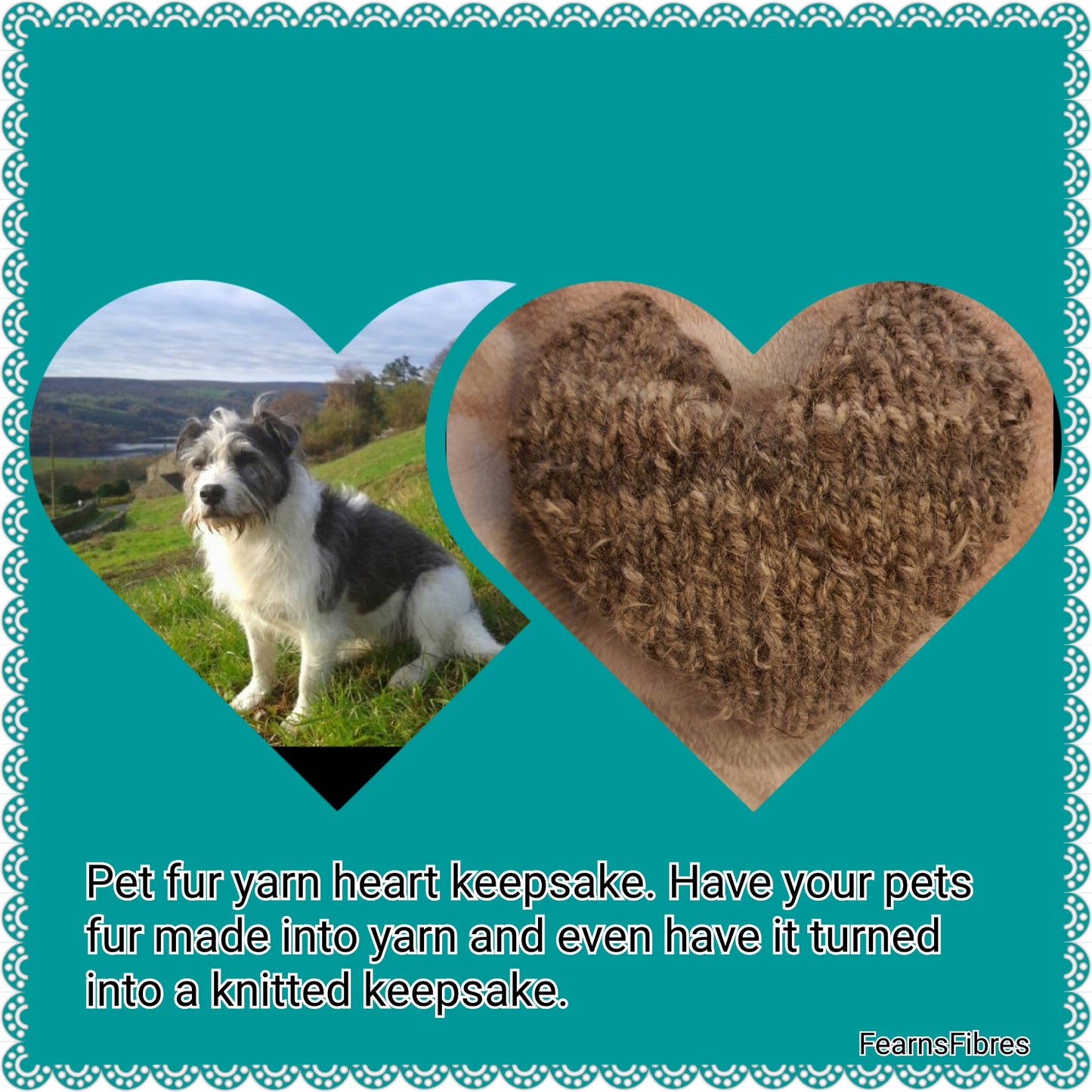 Pet fur yarn heart keepsake. Have your pets fur turned into something you can keep forever. Dog, cat, rabbit, memorial/keepsake cheingora