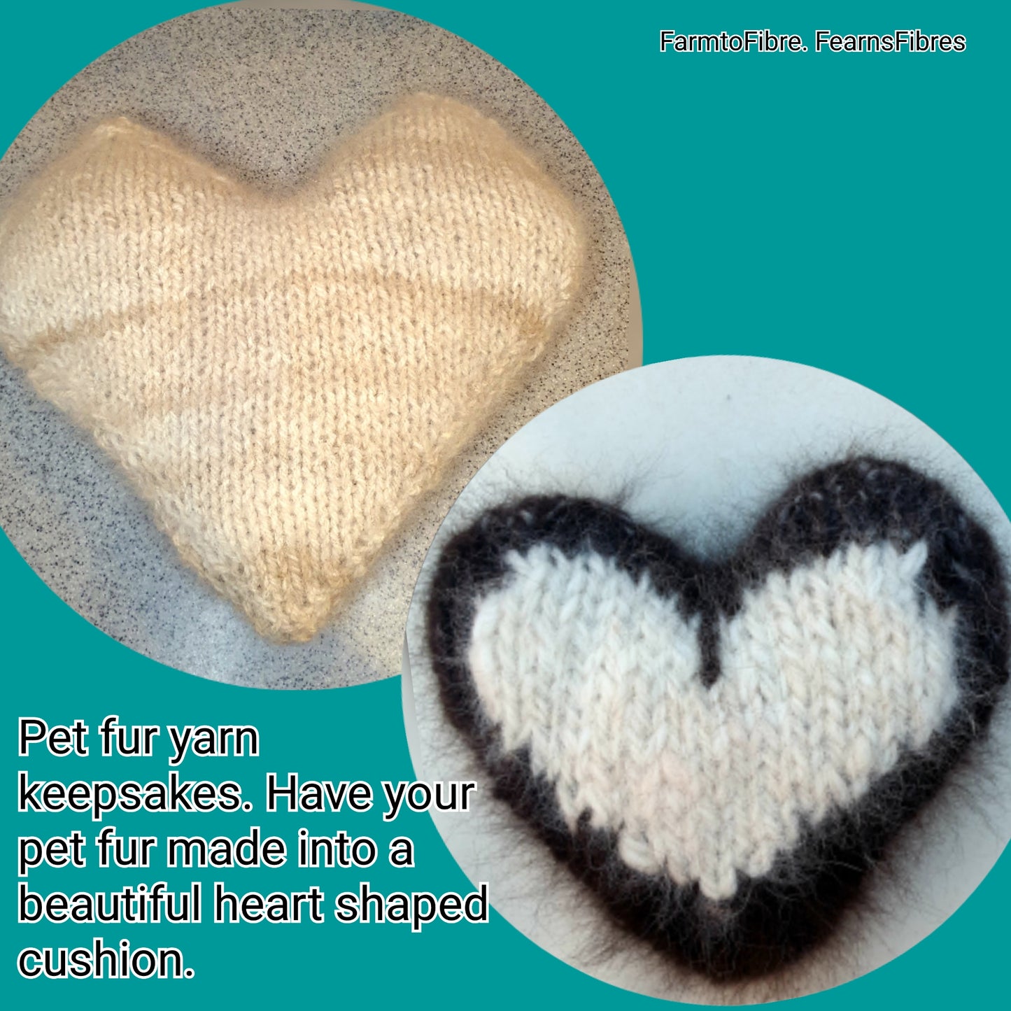 Pet fur yarn heart keepsake. Have your pets fur turned into something you can keep forever. Dog, cat, rabbit, memorial/keepsake cheingora