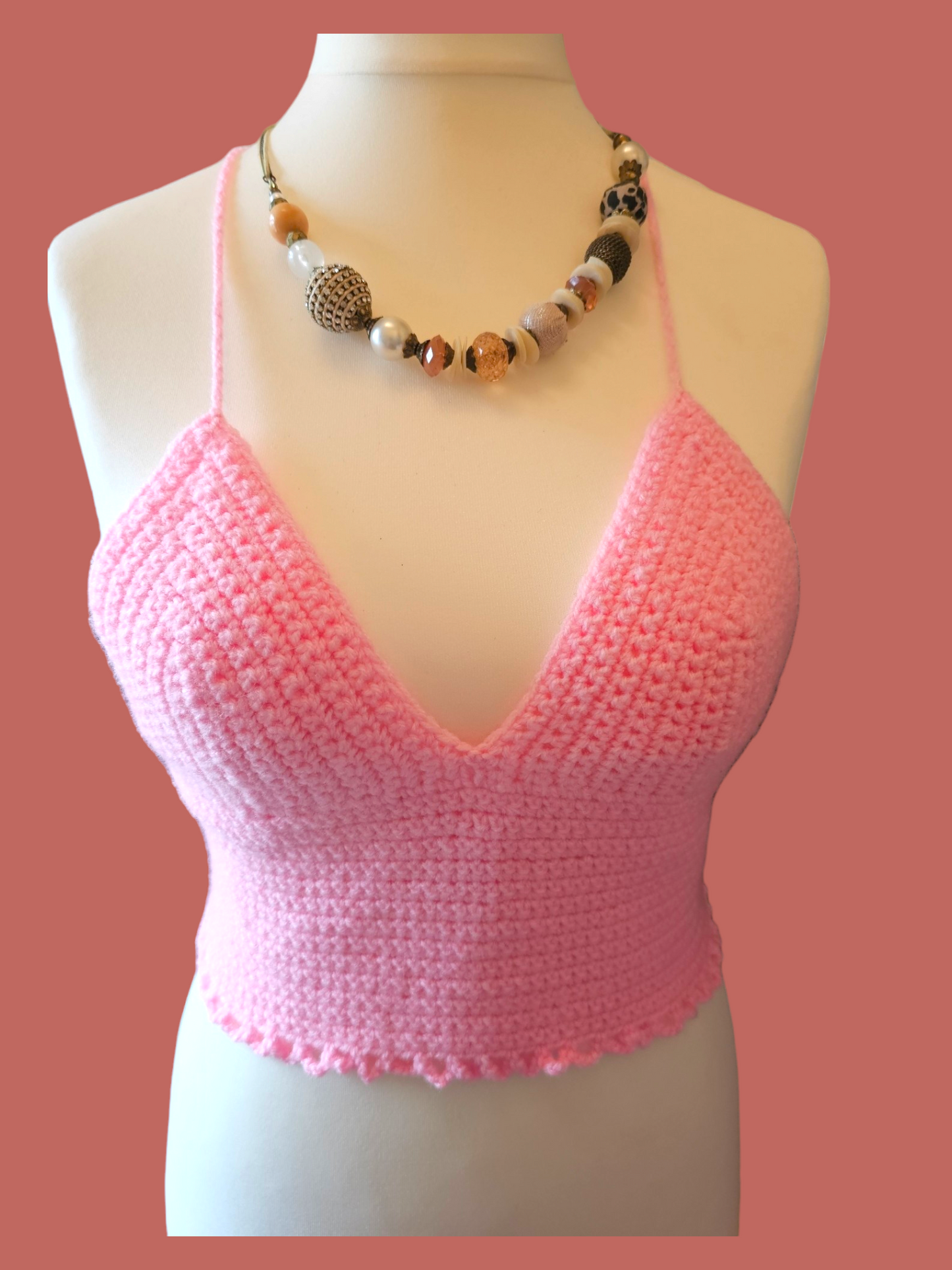 Handmade Crochet cropped top UK 10-12