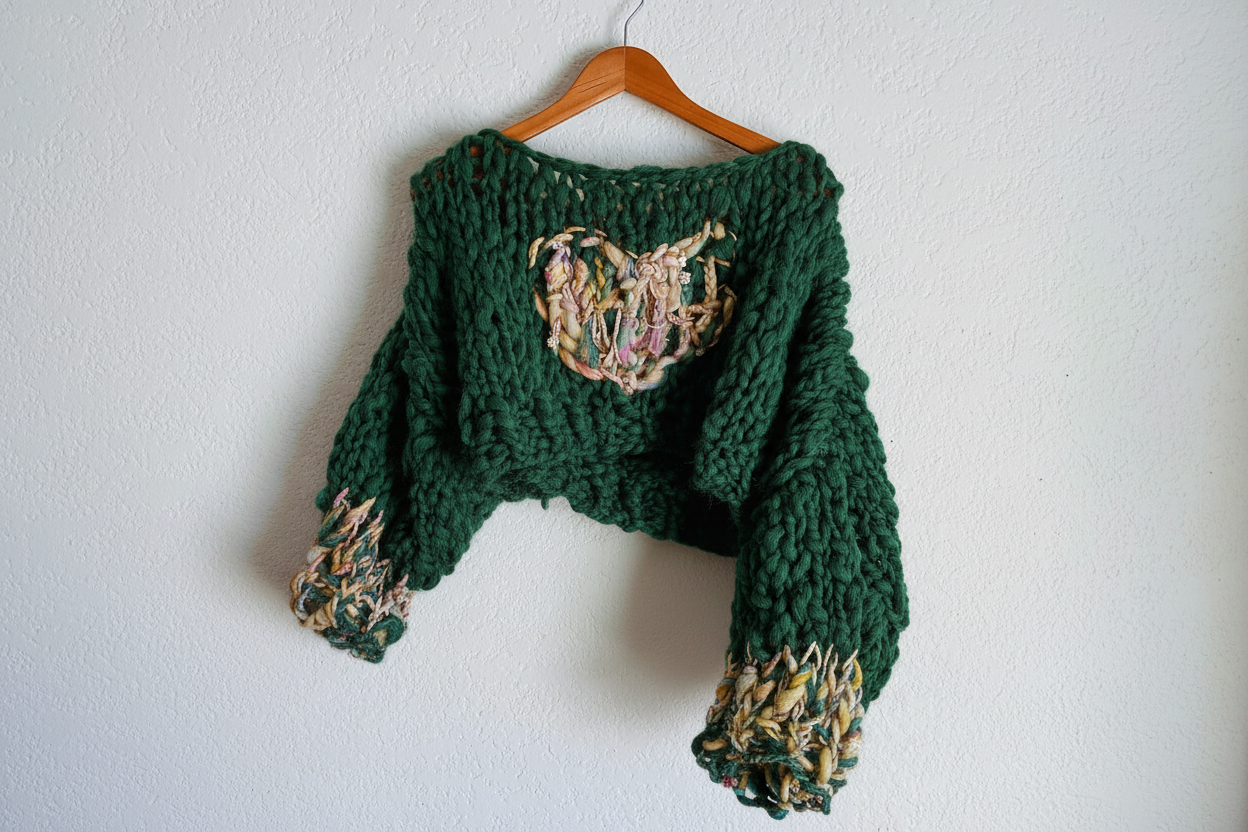 Instant Knit-ification Homespun Heart Cropped Sweater (Knitting Pattern)