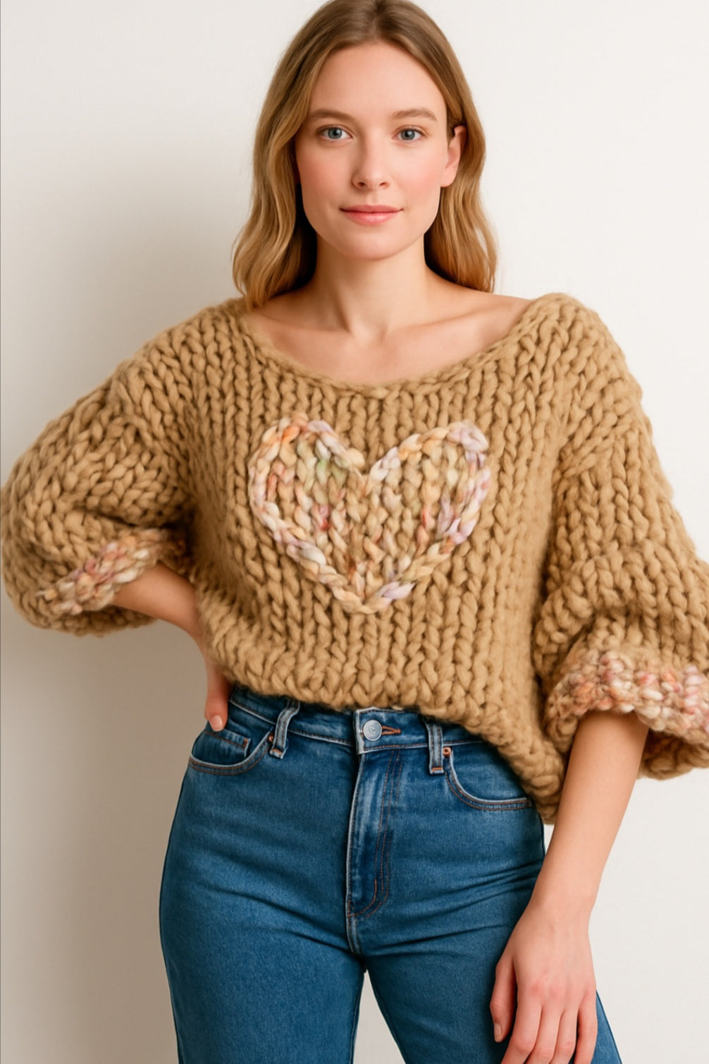 Instant Knit-ification Homespun Heart Cropped Sweater (Knitting Pattern)