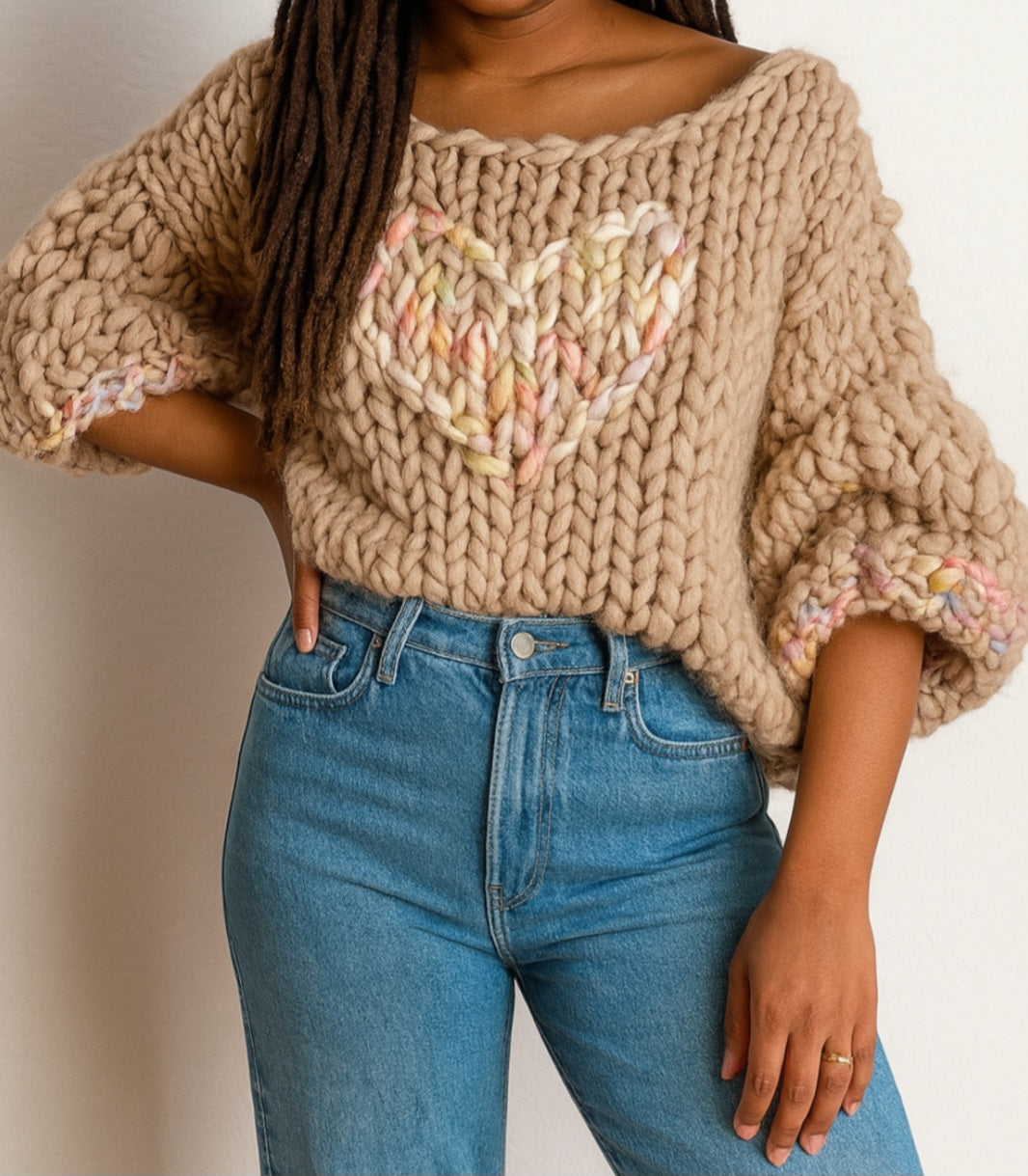 Instant Knit-ification Homespun Heart Cropped Sweater (Knitting Pattern)