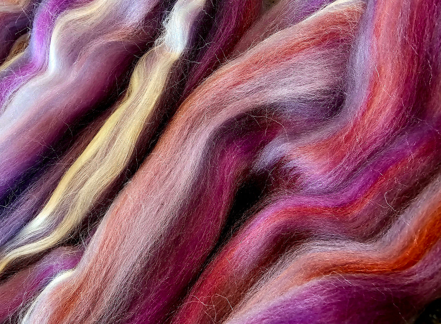 Purple paradise merino and bamboo roving