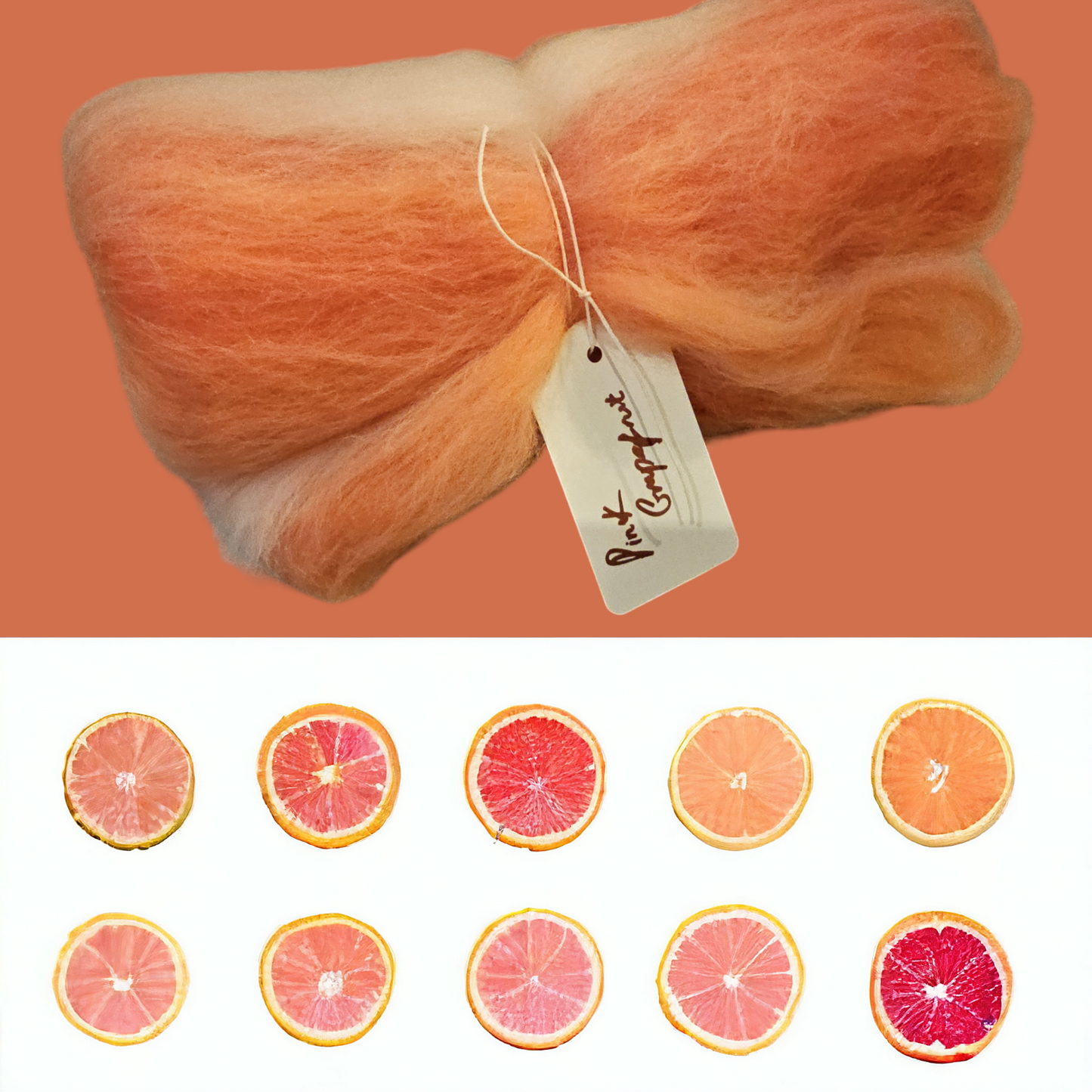 Pink Grapefruit. Beautiful wool batt perfect for spinning into yarn, felting or weaving.