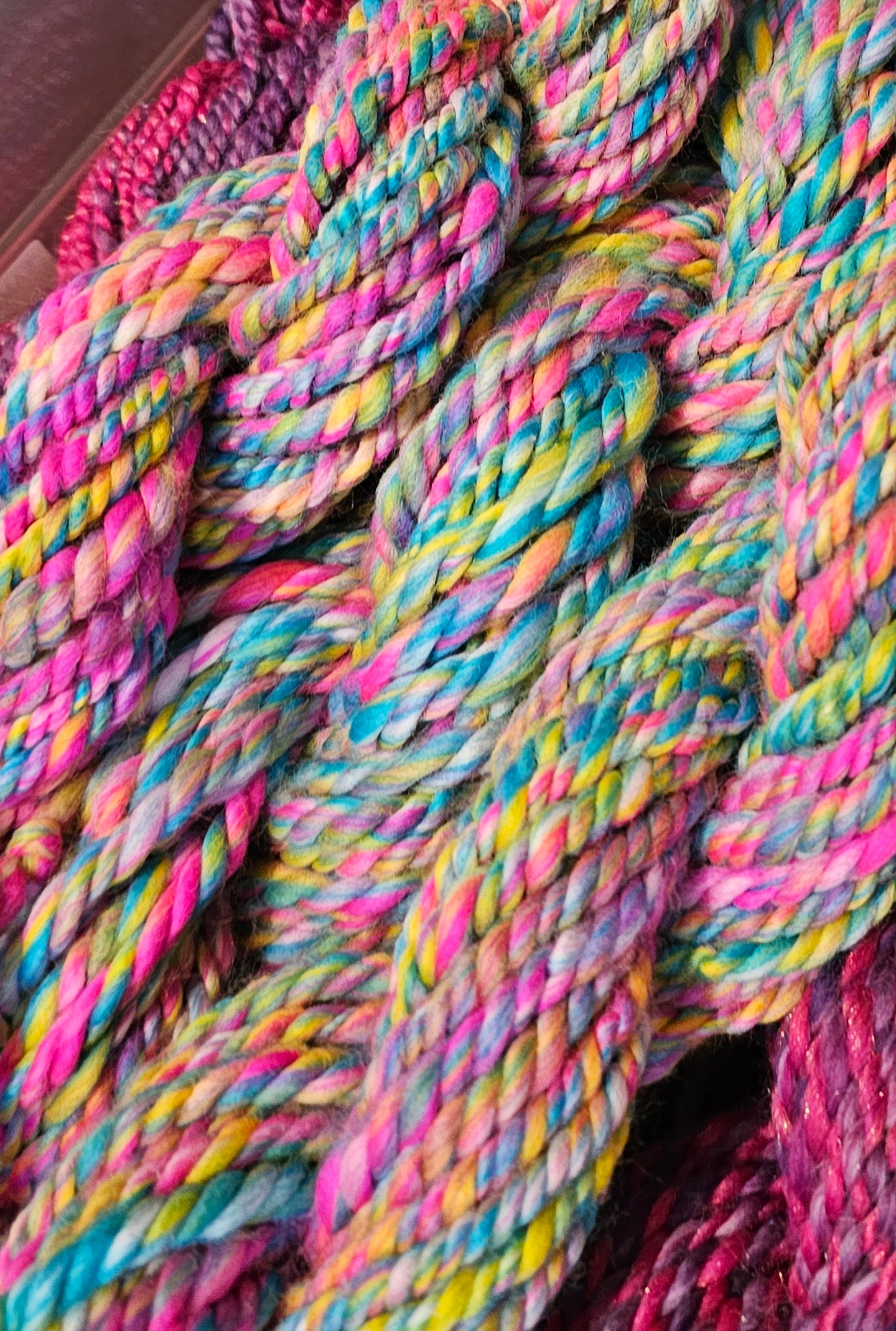 Handspun chunky rainbow yarn
