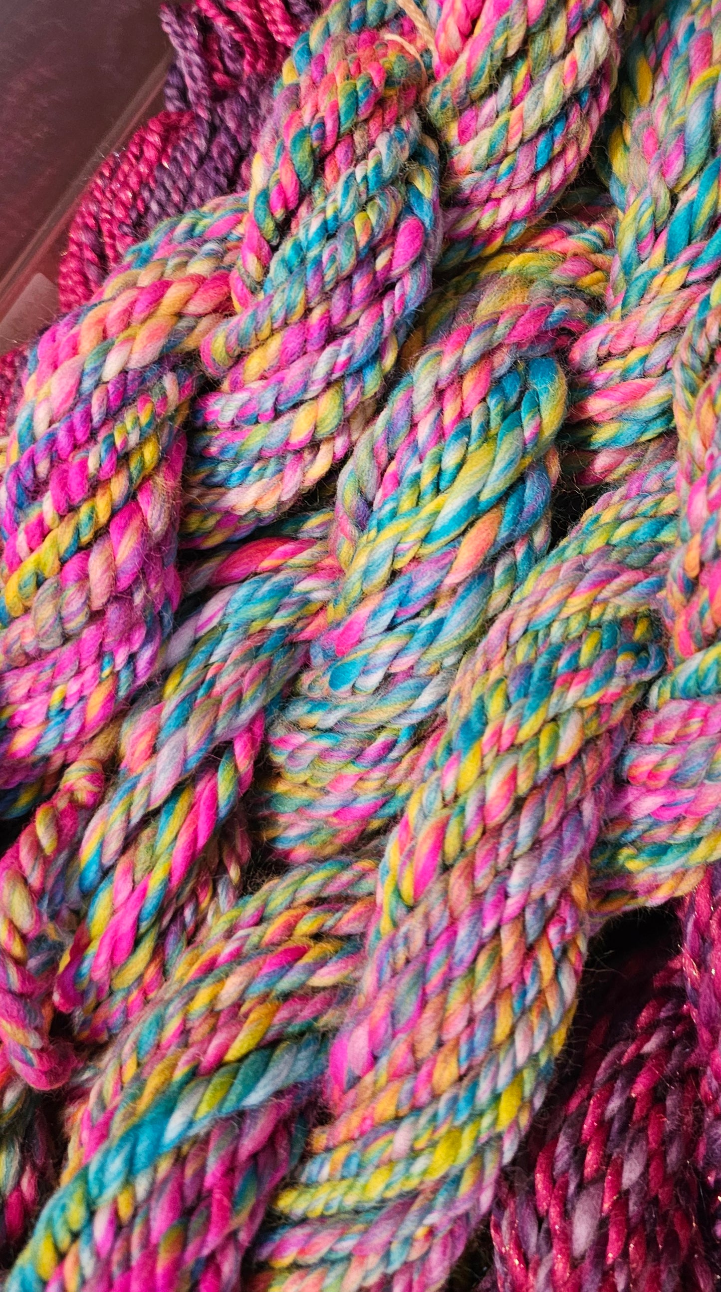 Handspun chunky rainbow yarn