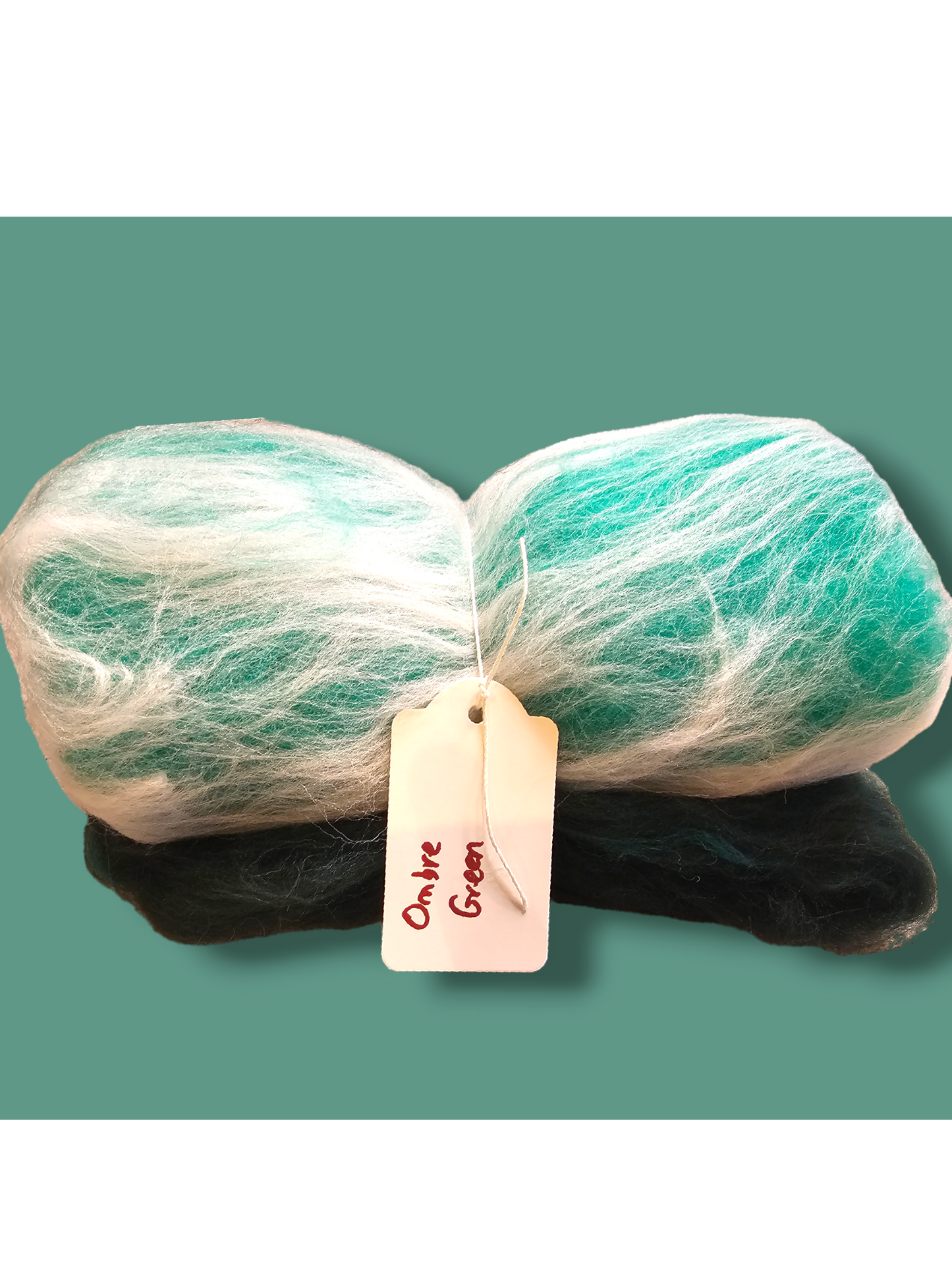 Ombre green. Beautiful batt perfect for spinning into yarn, felting or weaving.