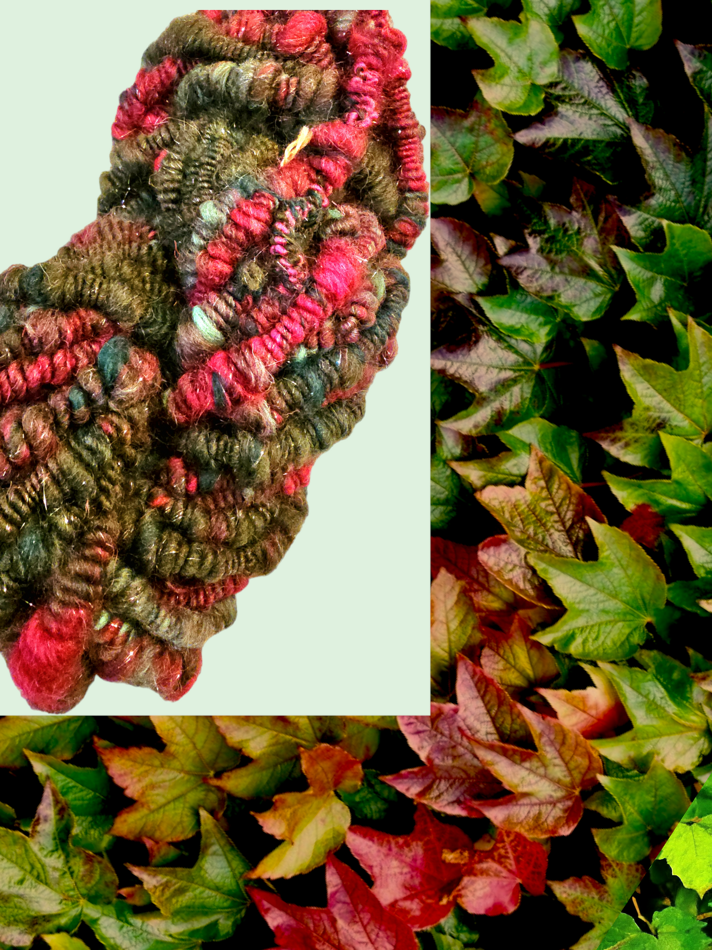 Hand-spun art yarn. Colour- Poison ivy