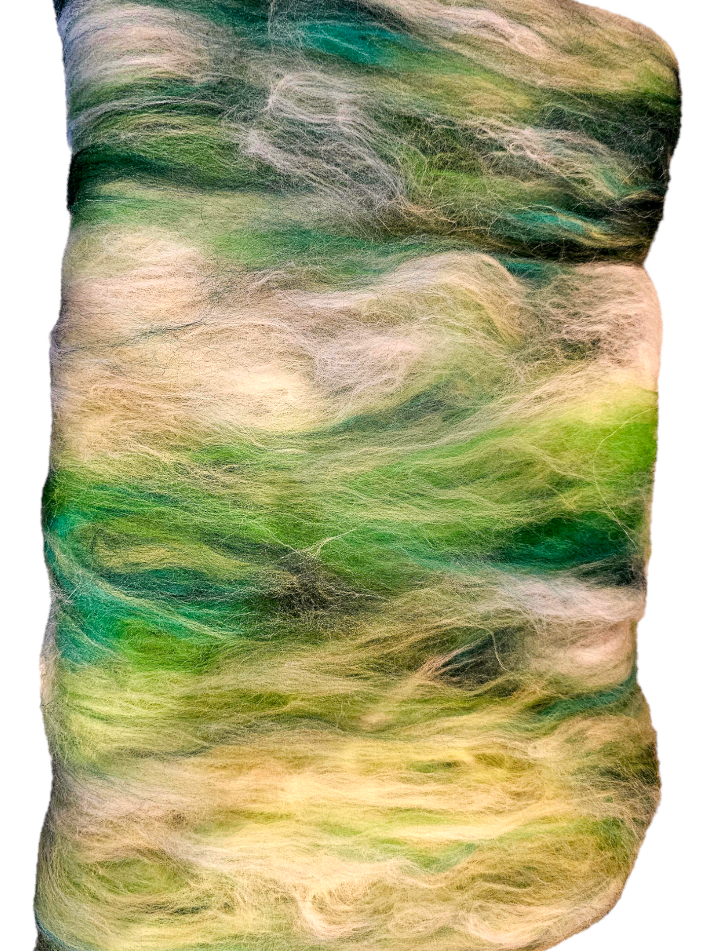 Meadow Grass. Beautiful wool batt perfect for spinning into yarn, felting or weaving.