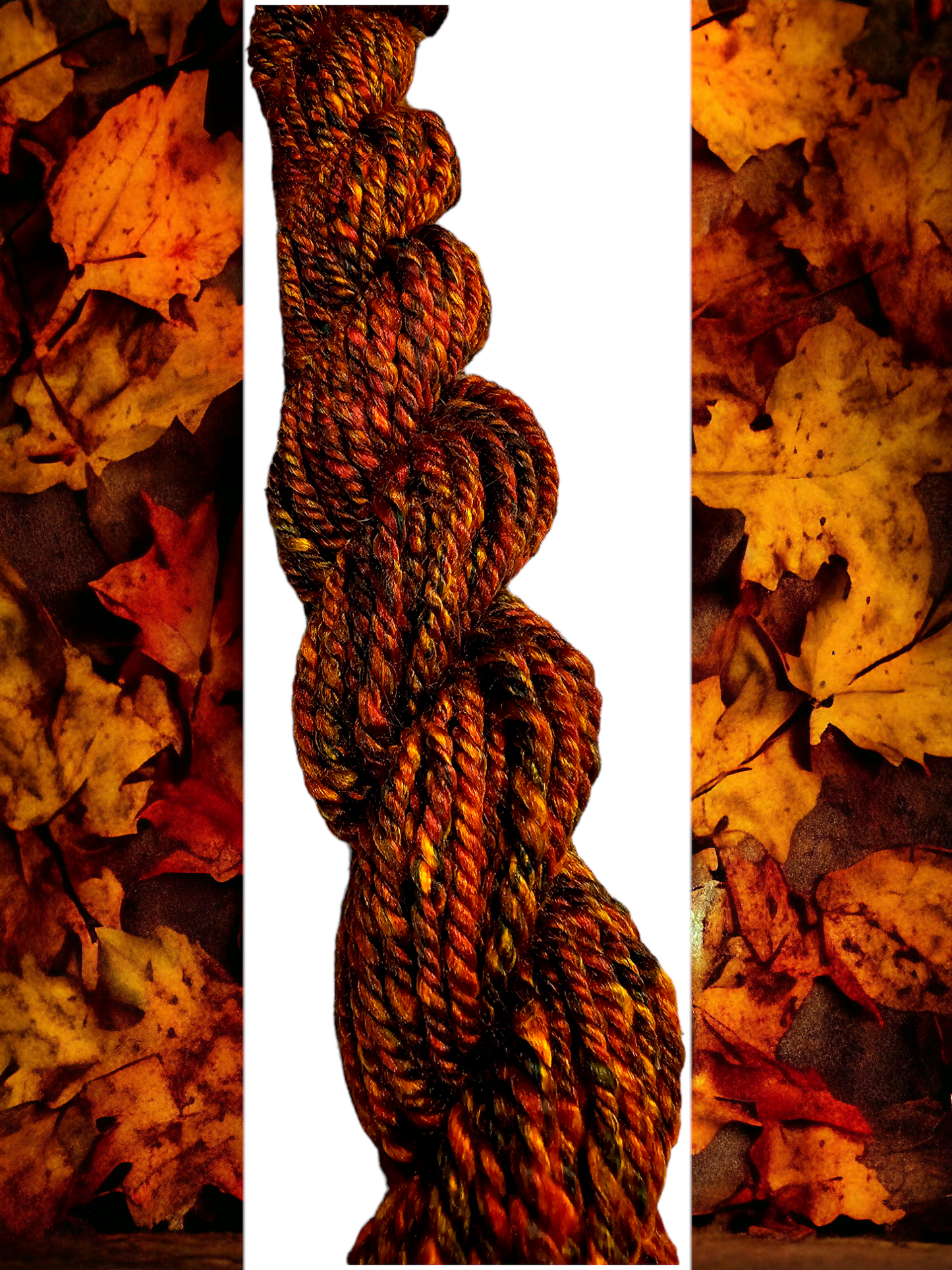 Hand-spun Yarn . Autumn Blaze Aran weight yarn