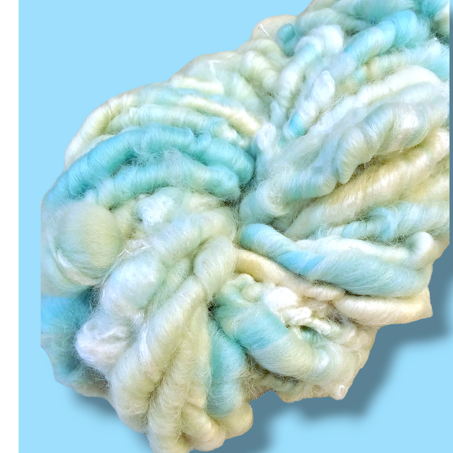 Hand-spun art yarn in Beautiful blues. (Super chunky yarn)