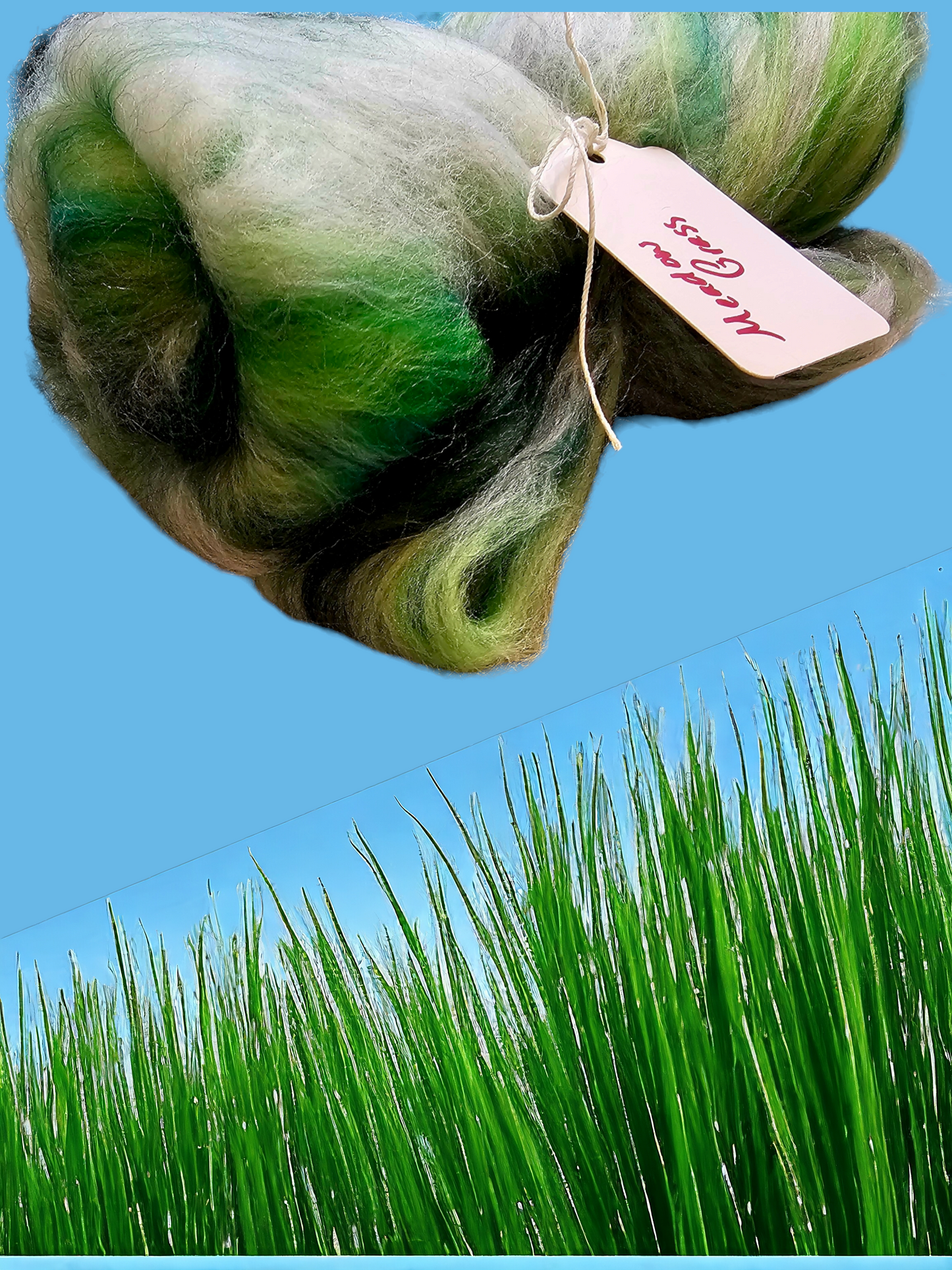 Meadow Grass. Beautiful wool batt perfect for spinning into yarn, felting or weaving.