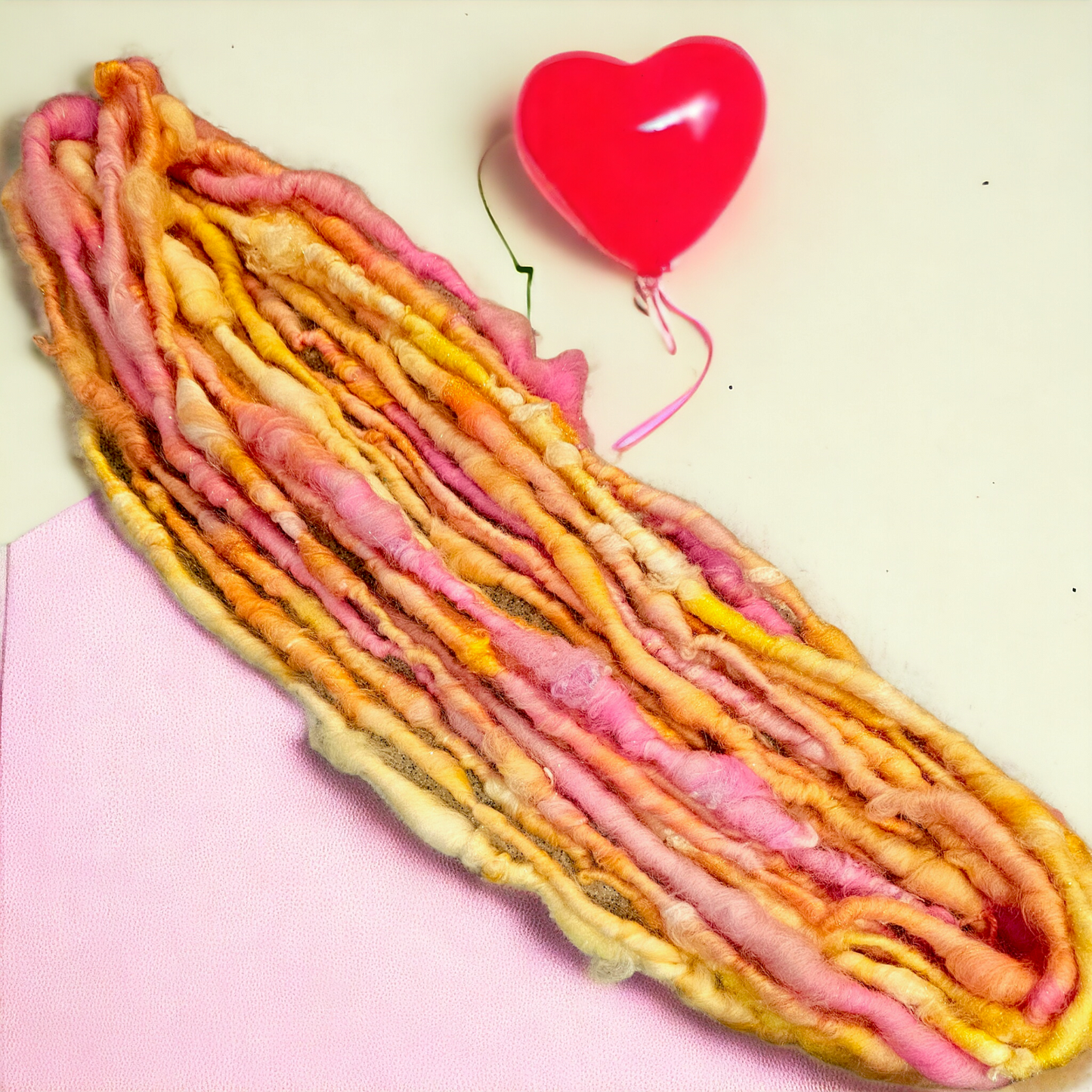 Hand-spun art yarn in Sunburst colours.