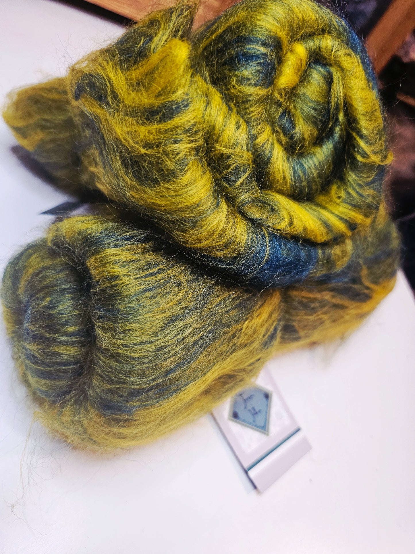 Peacock and gold wool batt