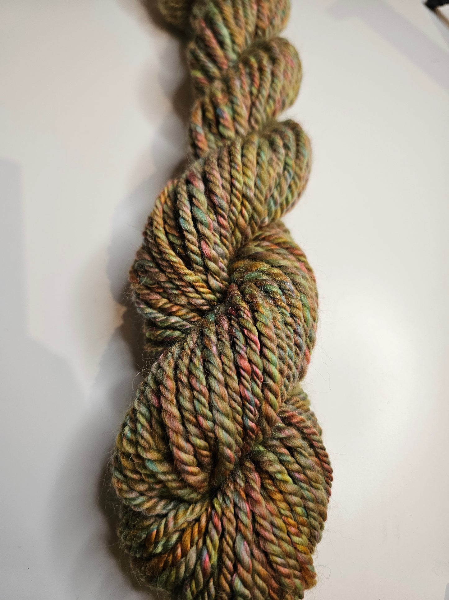 Hand-spun Yarn . Autumn Aran weight yarn