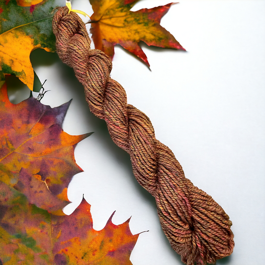 Hand-spun Yarn . Autumn Aran weight yarn