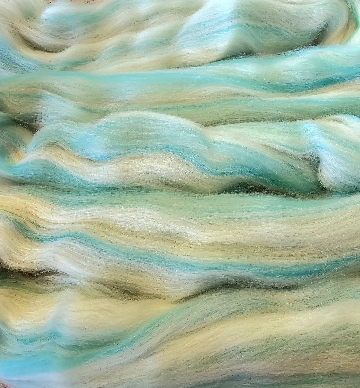 Minty merino,silk, and bamboo roving