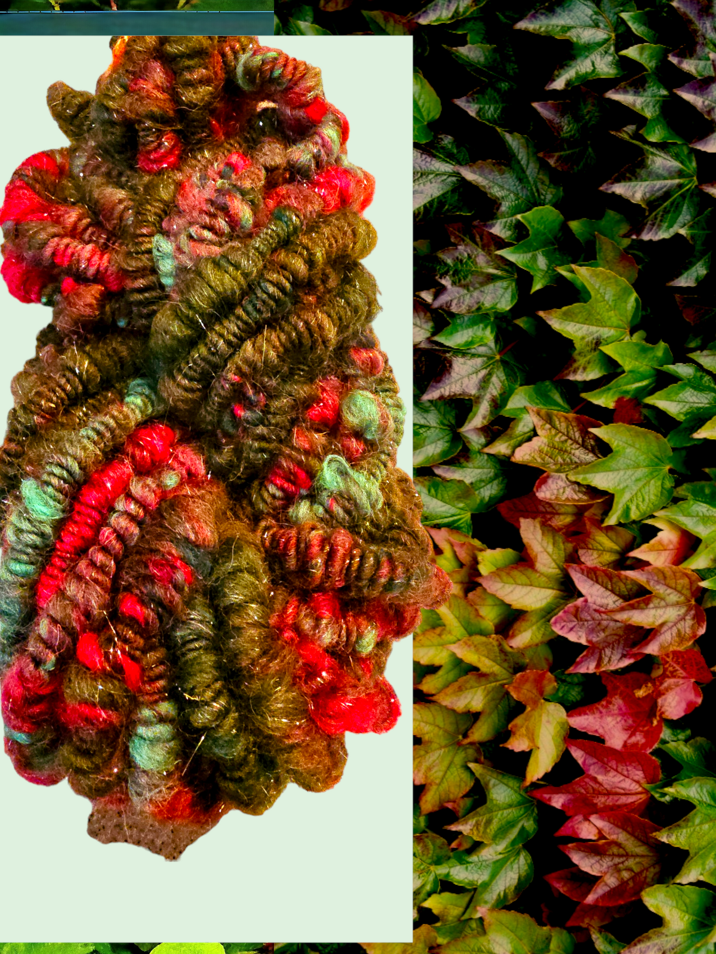 Hand-spun art yarn. Colour- Poison ivy