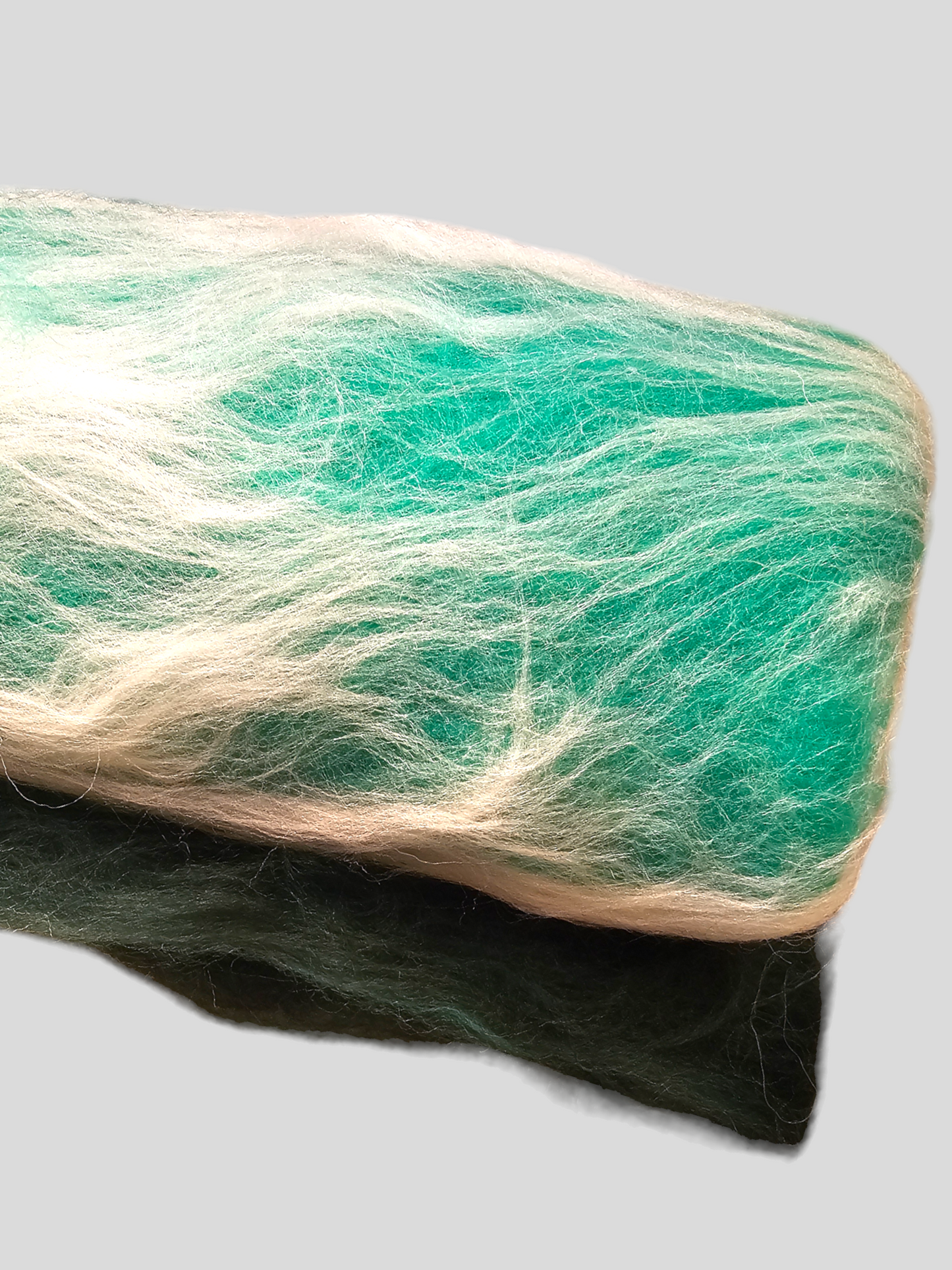 Ombre green. Beautiful batt perfect for spinning into yarn, felting or weaving.