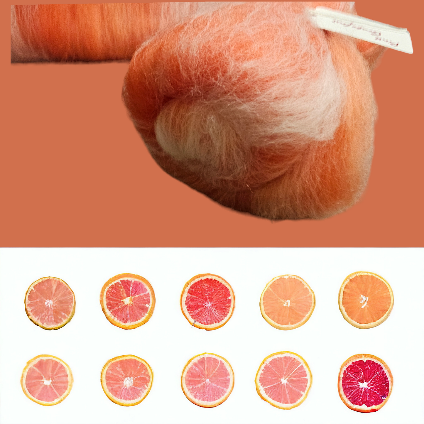 Pink Grapefruit. Beautiful wool batt perfect for spinning into yarn, felting or weaving.