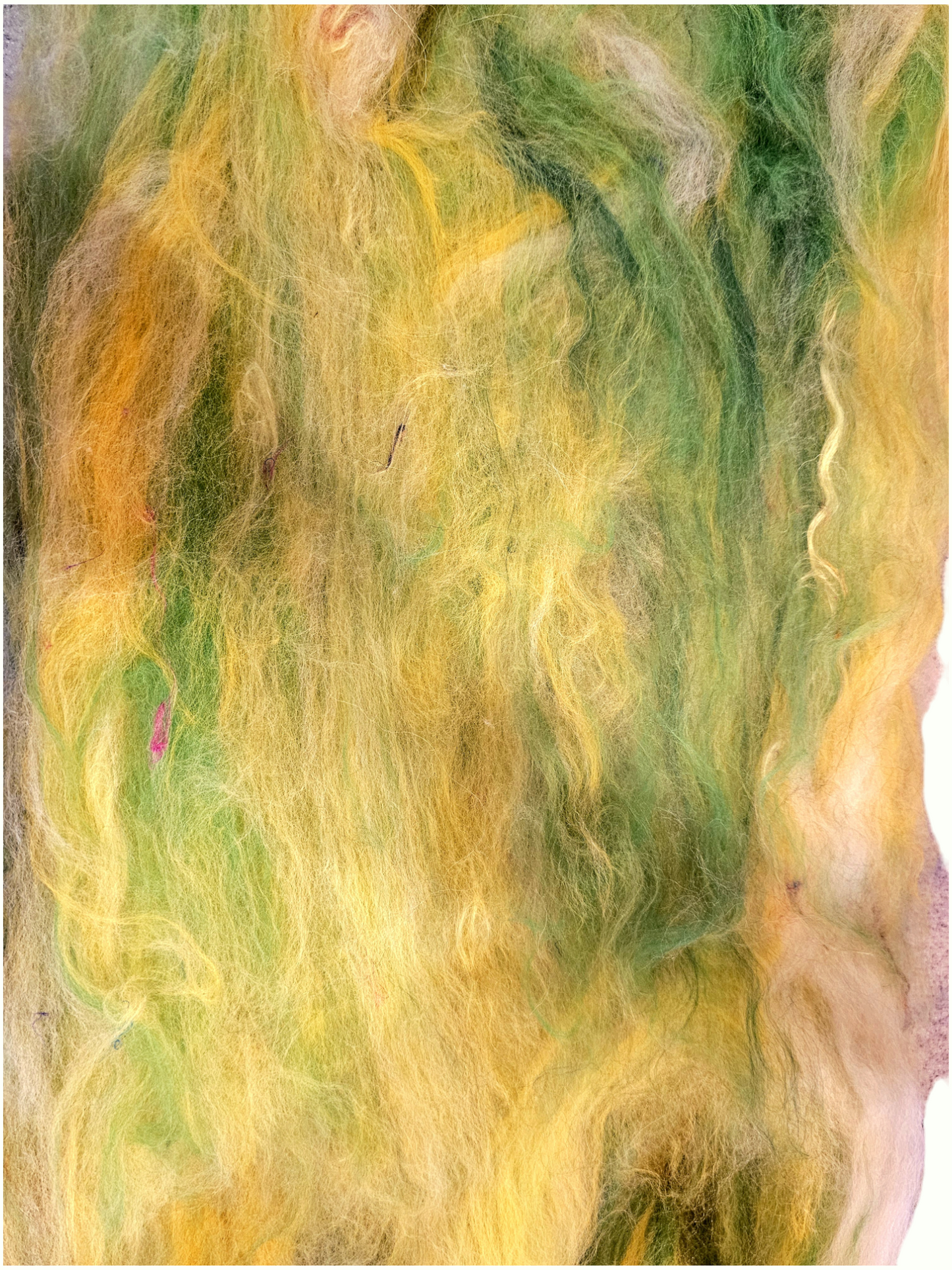 Spring Greens. Beautiful batt perfect for spinning into yarn, felting or weaving.