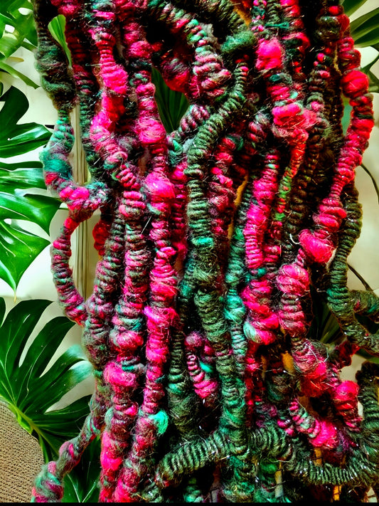 Hand-spun art yarn. Colour- Poison ivy