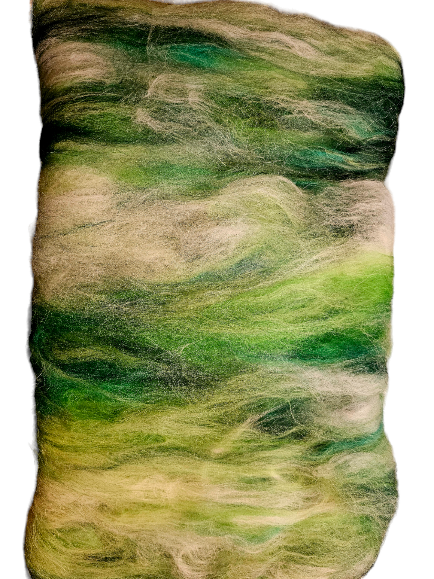 Meadow Grass. Beautiful wool batt perfect for spinning into yarn, felting or weaving.