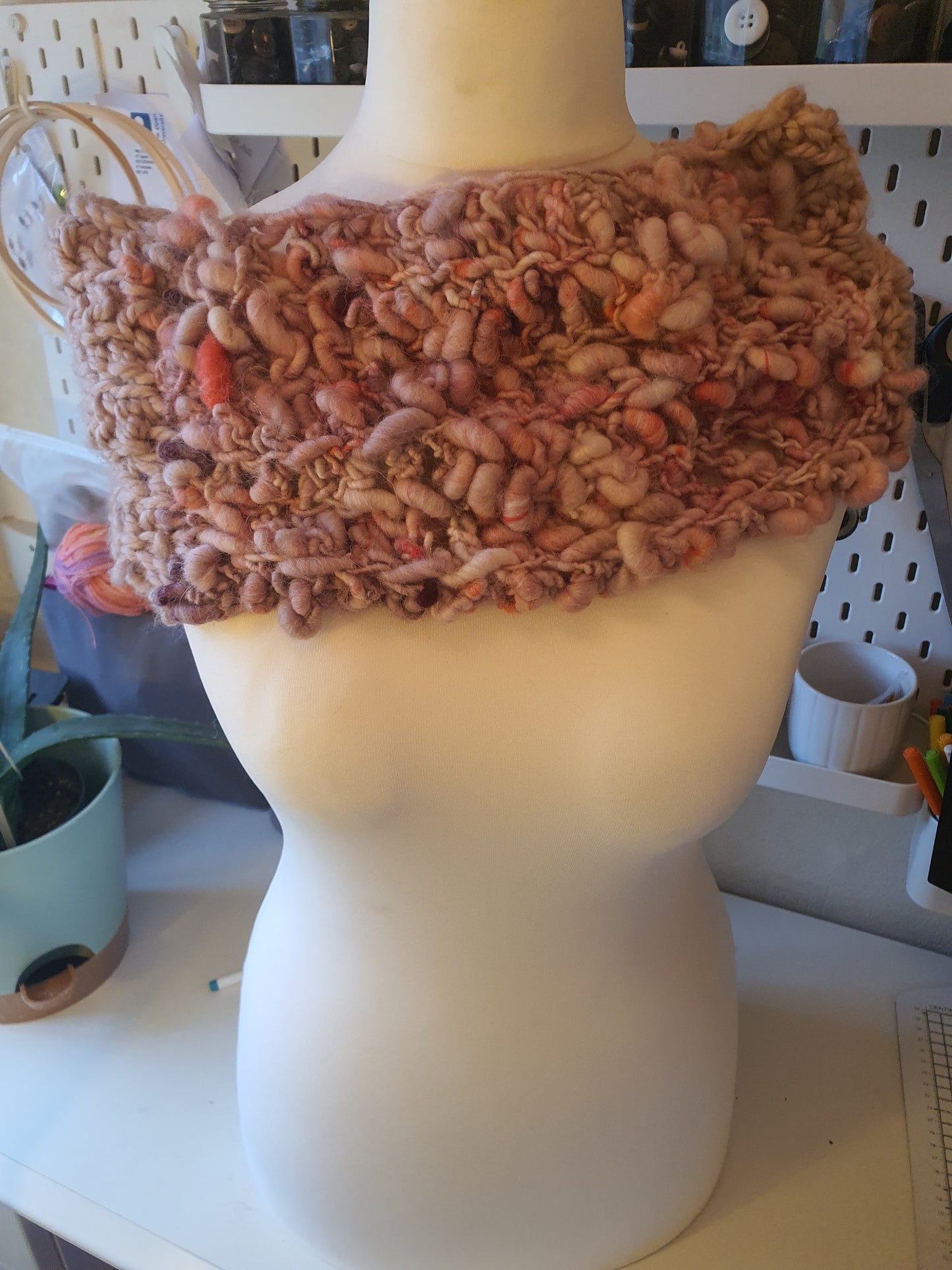 Handmade items made from handspun yarn. (Pet fur yarn and sheeps wool yarn).