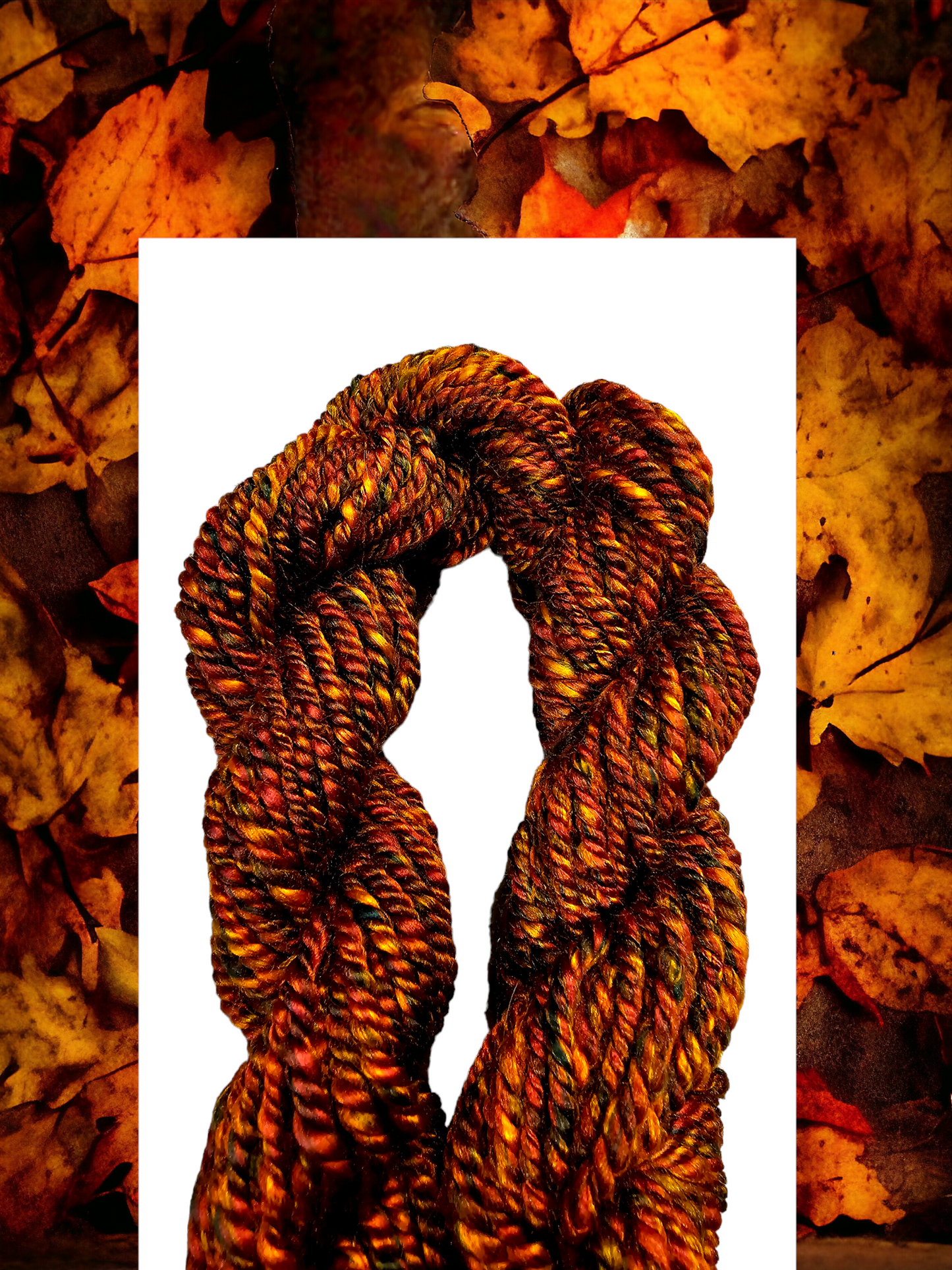 Hand-spun Yarn . Autumn Blaze Aran weight yarn