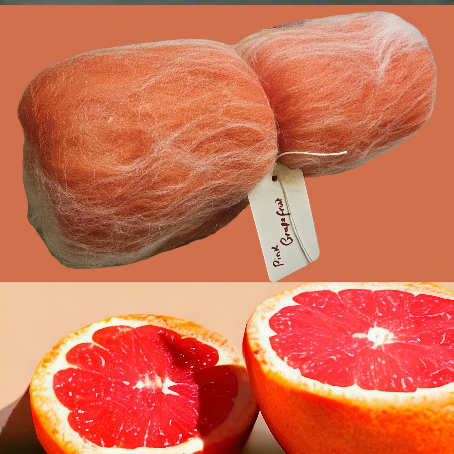 Pink Grapefruit. Beautiful wool batt perfect for spinning into yarn, felting or weaving.