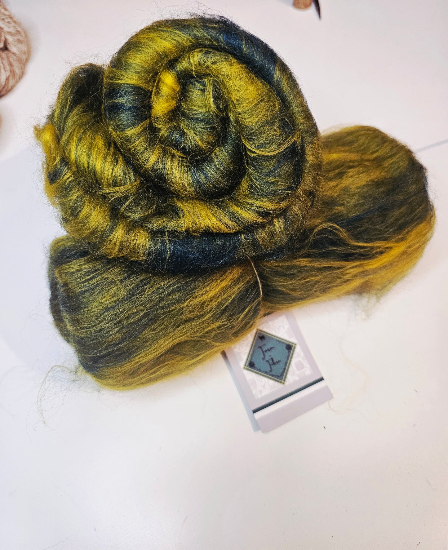 Peacock and gold wool batt