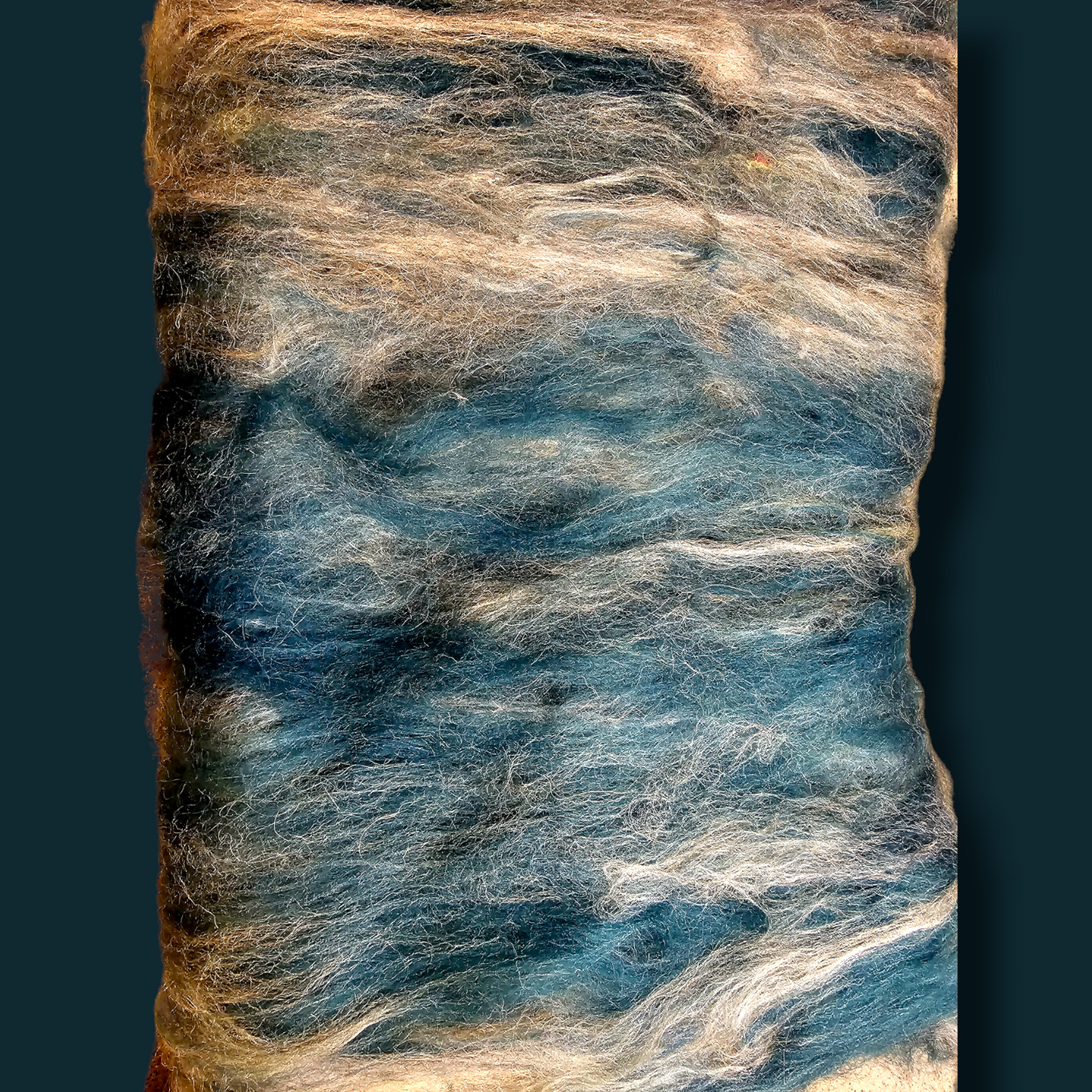 Ocean Deeps. Beautiful wool batt perfect for spinning into yarn, felting or weaving.