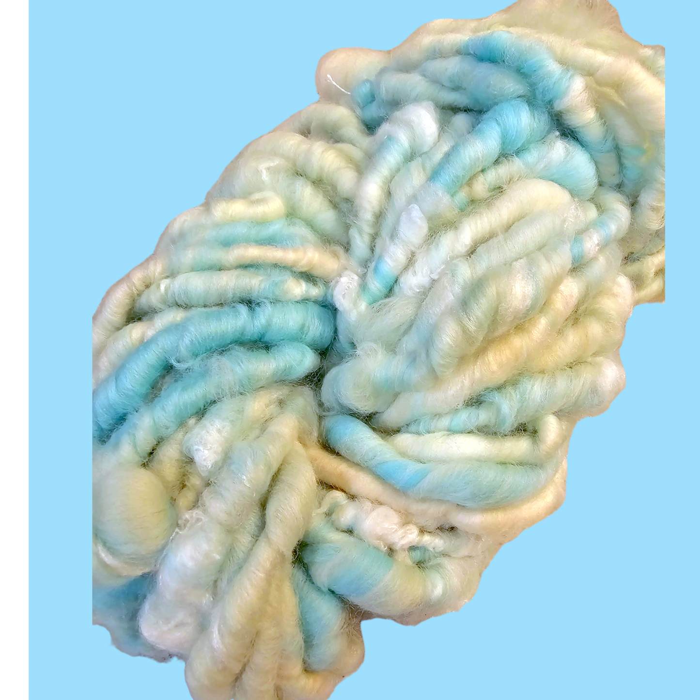 Hand-spun art yarn in Beautiful blues. (Super chunky yarn)