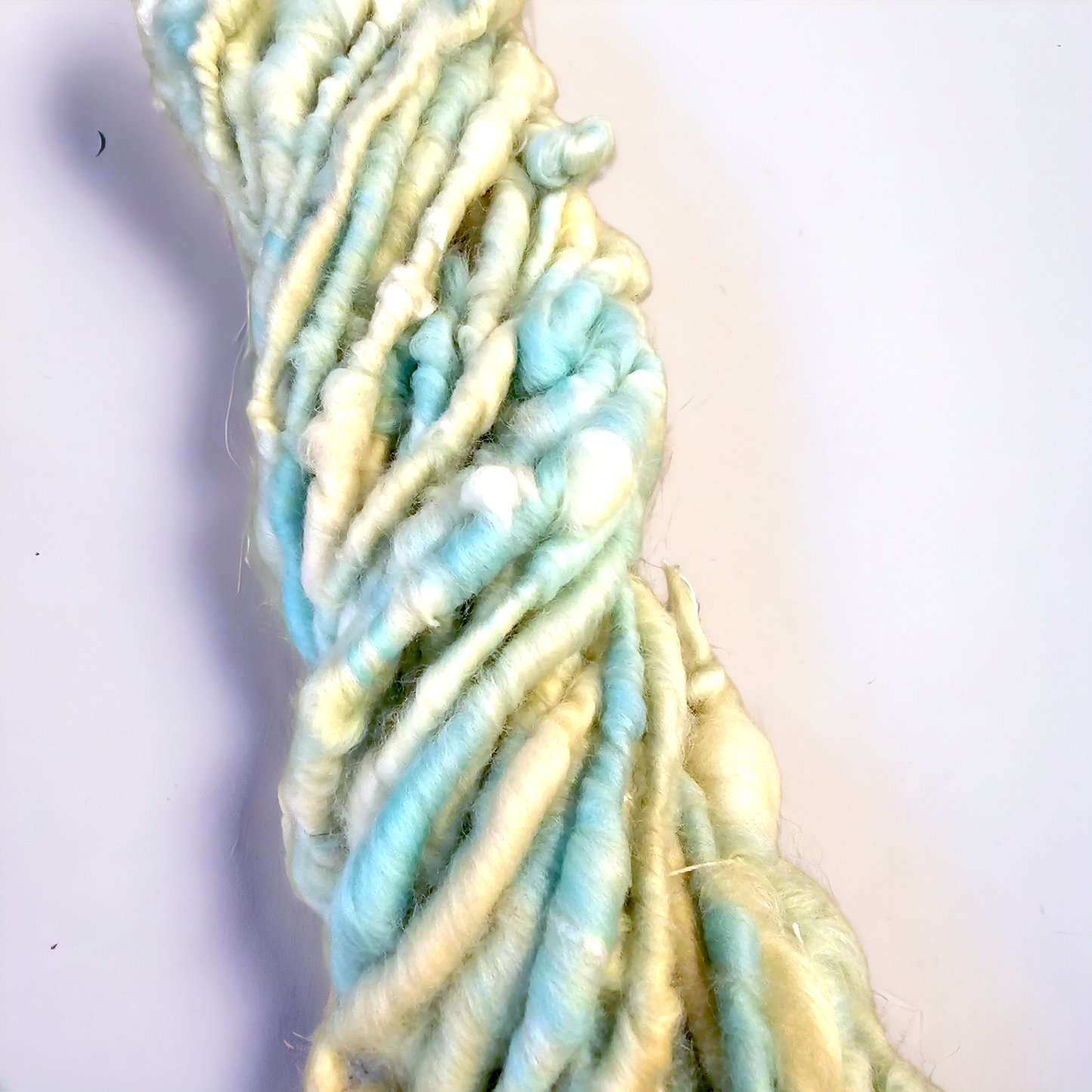 Hand-spun art yarn in Beautiful blues. (Super chunky yarn)