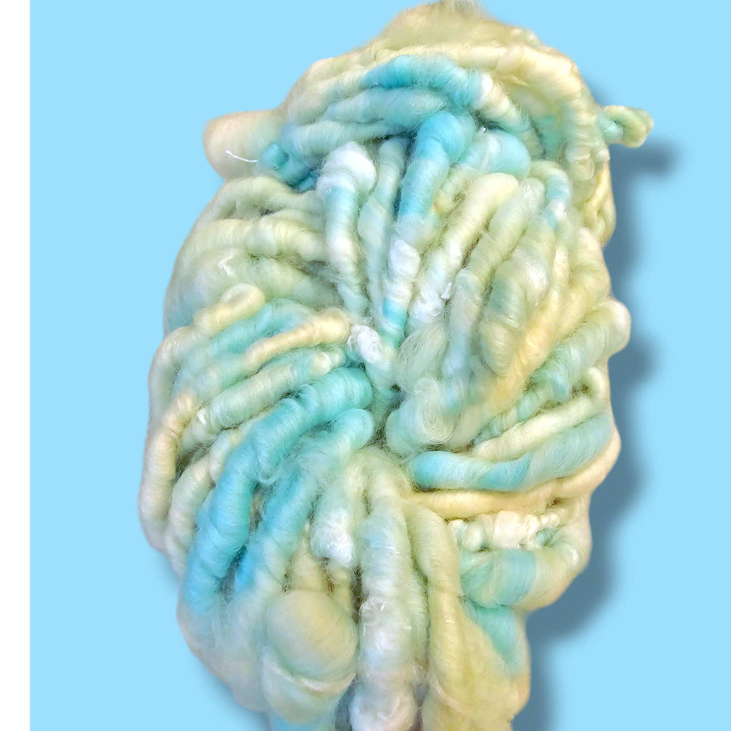 Hand-spun art yarn in Beautiful blues. (Super chunky yarn)