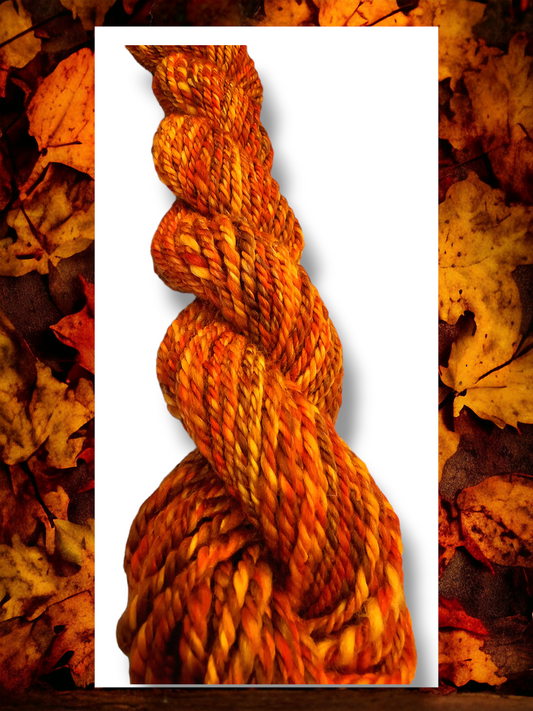 Hand-spun Yarn . Autumn Oranges Aran weight yarn